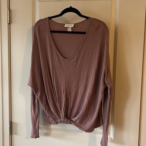 Large Mauve Long Sleeve Waffle Knit